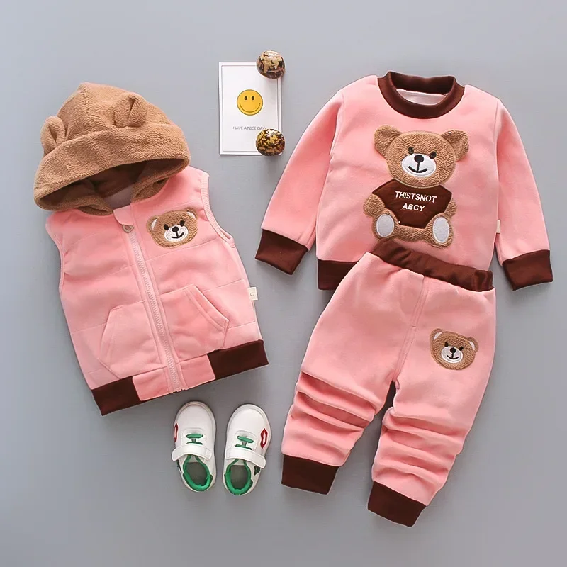 Kids Clothes Baby Boys and Girls Clothing Set Children Hooded Outerwear Tops Pants 3PCS Outfits Kids Toddler Warm Costume Suit