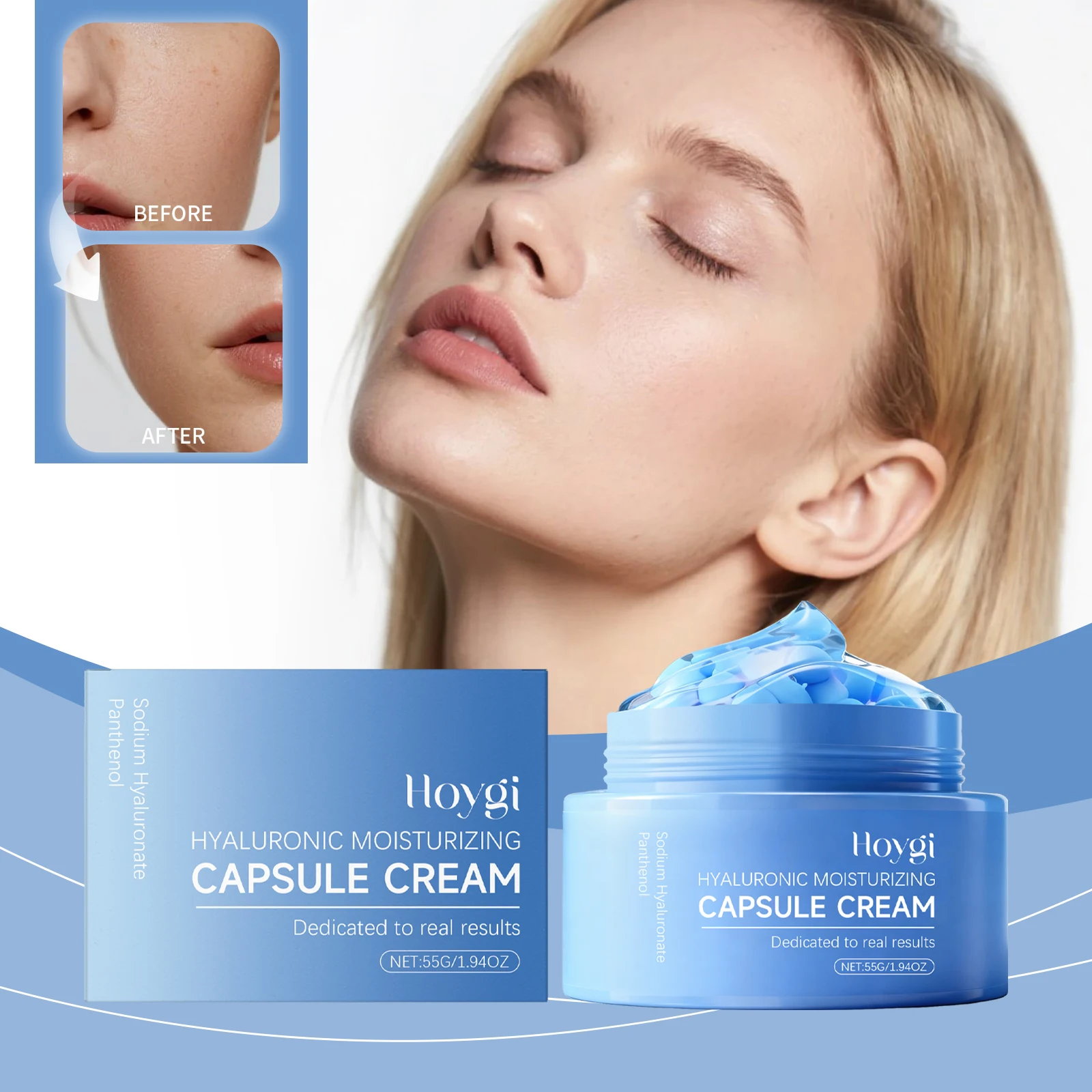 ホイギ ヒアルロン酸保湿カプセルクリーム - 毎日のスキンケアのための保湿フェイスクリーム、軽量処方。