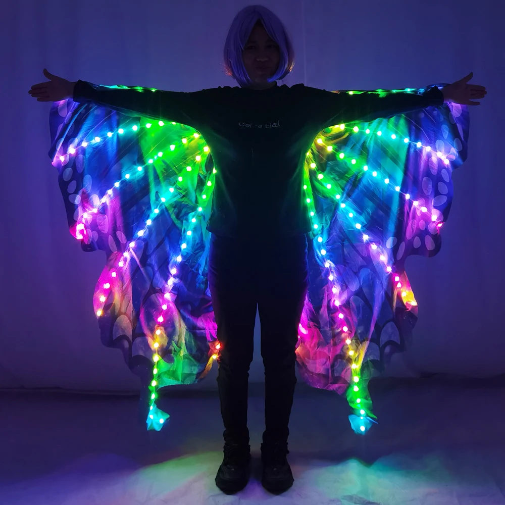 

Красочные светящиеся LED-крылья-бабочки, плащ для танца живота, реквизит для сценических выступлений