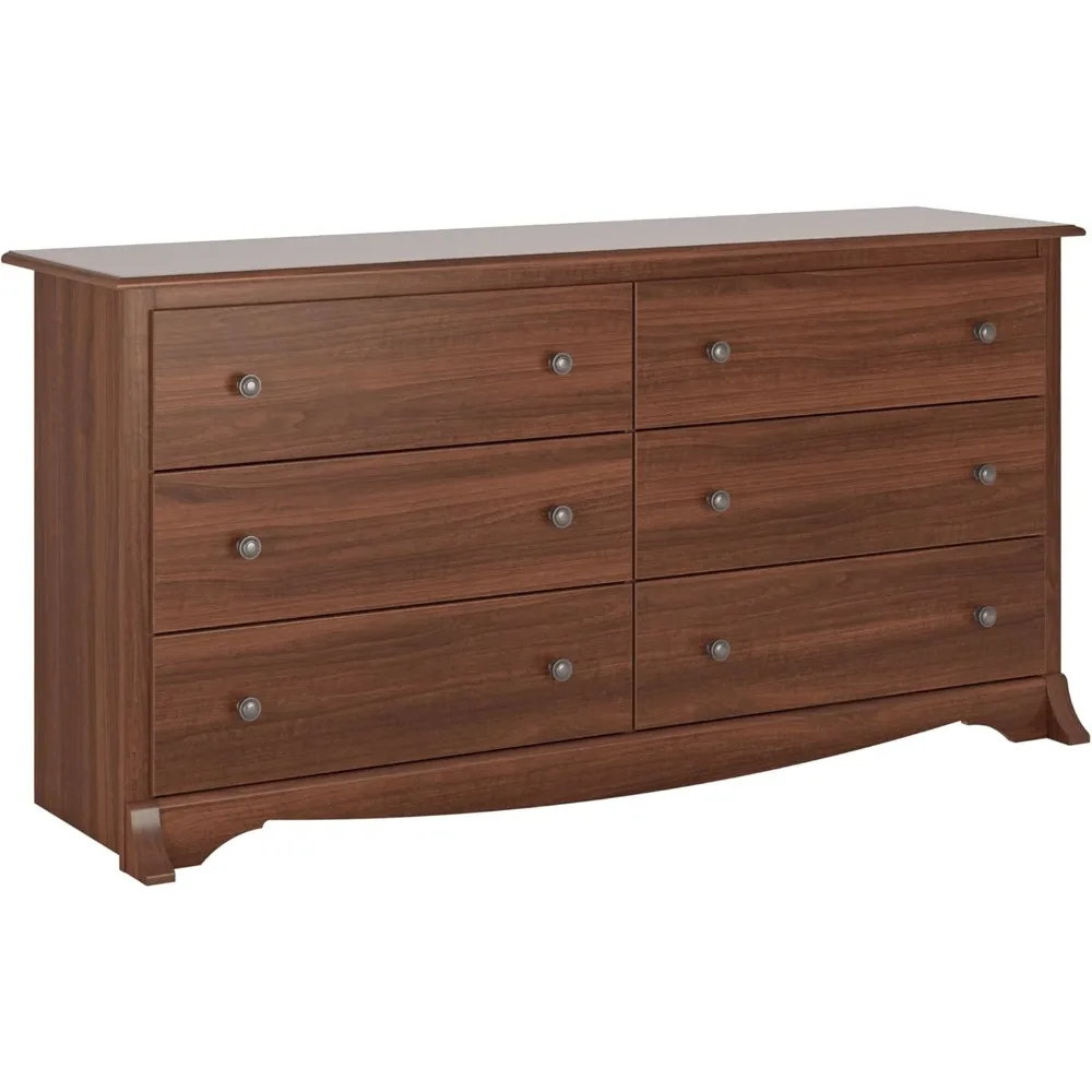 Sonoma Bedroom Furniture: Cherry Double Dresser for Bedroom, 6-Drawer Wide Chest of Drawers, Traditional Bedroom Dresser