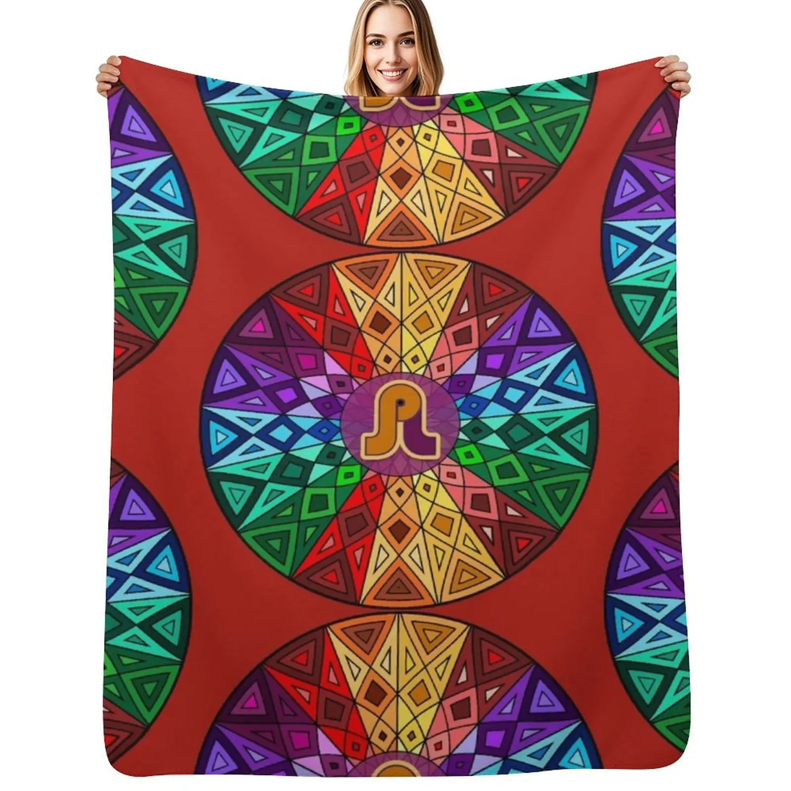 Pretty Lights - Rainbow Geometric Mandala - Psychedelic Funkadelic Trippy Festival Hallucinogen Throw Blanket