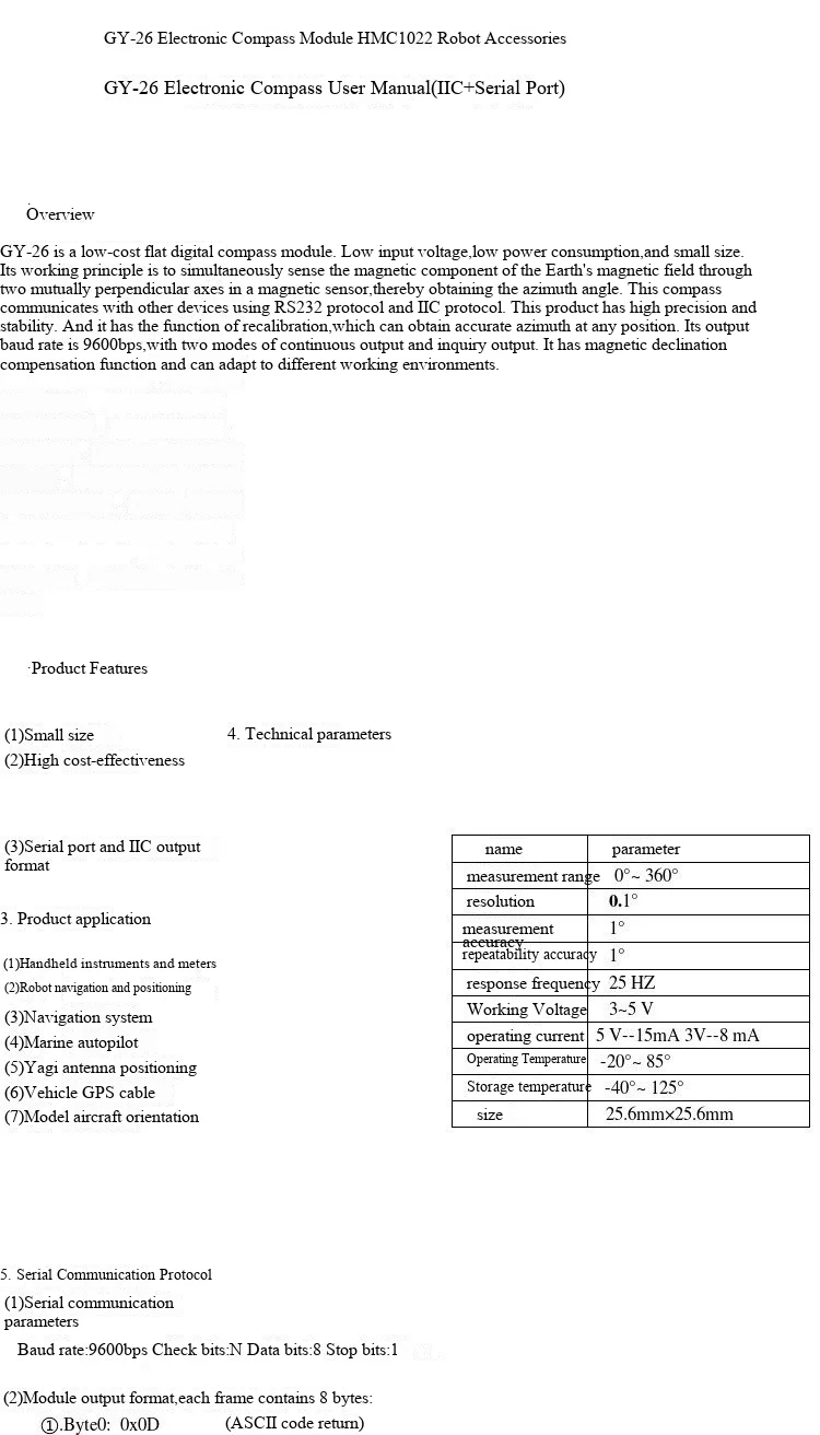 GY-26 Zweiachsiges Elektronisches Kompassmodul TTL-Serieller Anschluss I2C-Schnittstelle – Detail 3