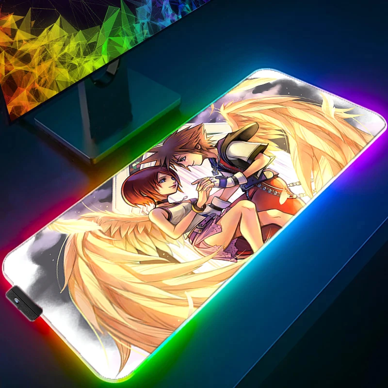 

RGB LED Mouse Pad Design Non-Slip Desk Mat Gaming K-kingdom H-hearts Accessories Stitched Edges For Home And For Gamer Mousepad