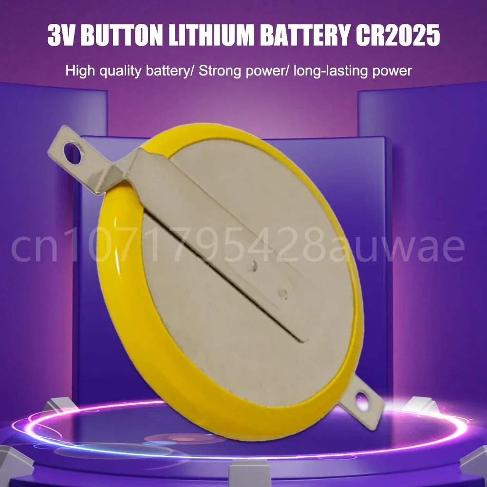 50-100 قطعة CR2025 CR 2025 3 فولت بطارية ليثيوم مع 2 أقدام لحام دبابيس لمفتاح السيارة لعبة التحكم عن بعد آلة حاسبة ساعة زر الخلايا