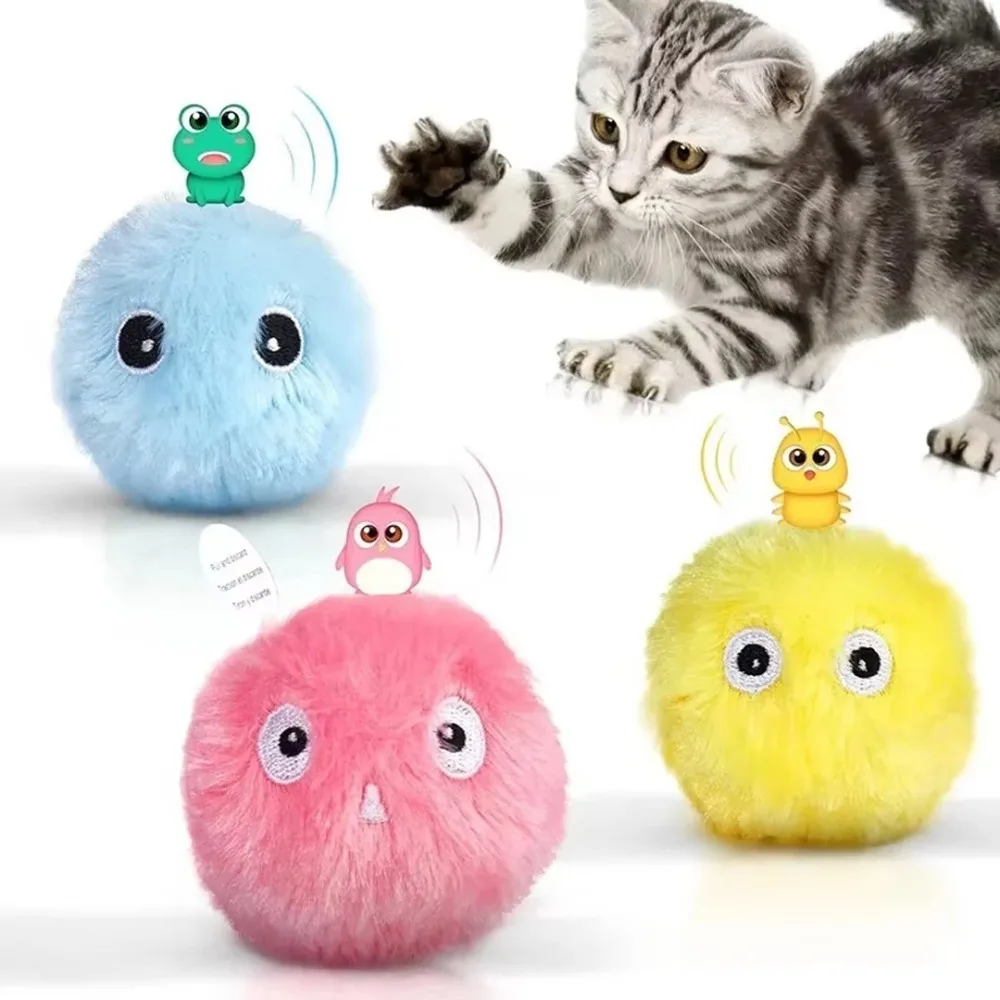 Interactive Smart Plush Ball Toy Electric Catnip Sound Effect Bouncing Touch Sensitive Training Toy For Cats Dogs Kittens Pet