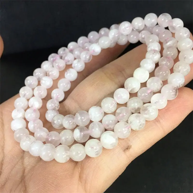 

5.7MM Natural Snowflake Garden Quartz Triple Circle Bracelet Round Bead Crystal Healing Gem Women Men Fine Jewelry Gift 1PCS