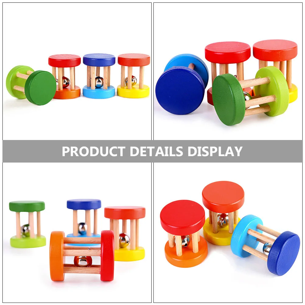 4 قطع خشخيشات خشبية للأطفال خشخيشات يدوية ألعاب تعليمية آمنة متينة ناعمة مصقولة طويلة الأمد لون عشوائي