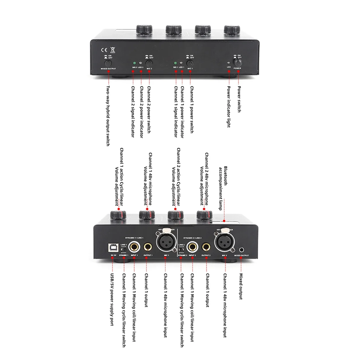 POP-l48V Динамический микрофон Конденсаторный микрофонный усилитель Аудио 48 В Фантомная зарядка для живой звуковой карты Динамик