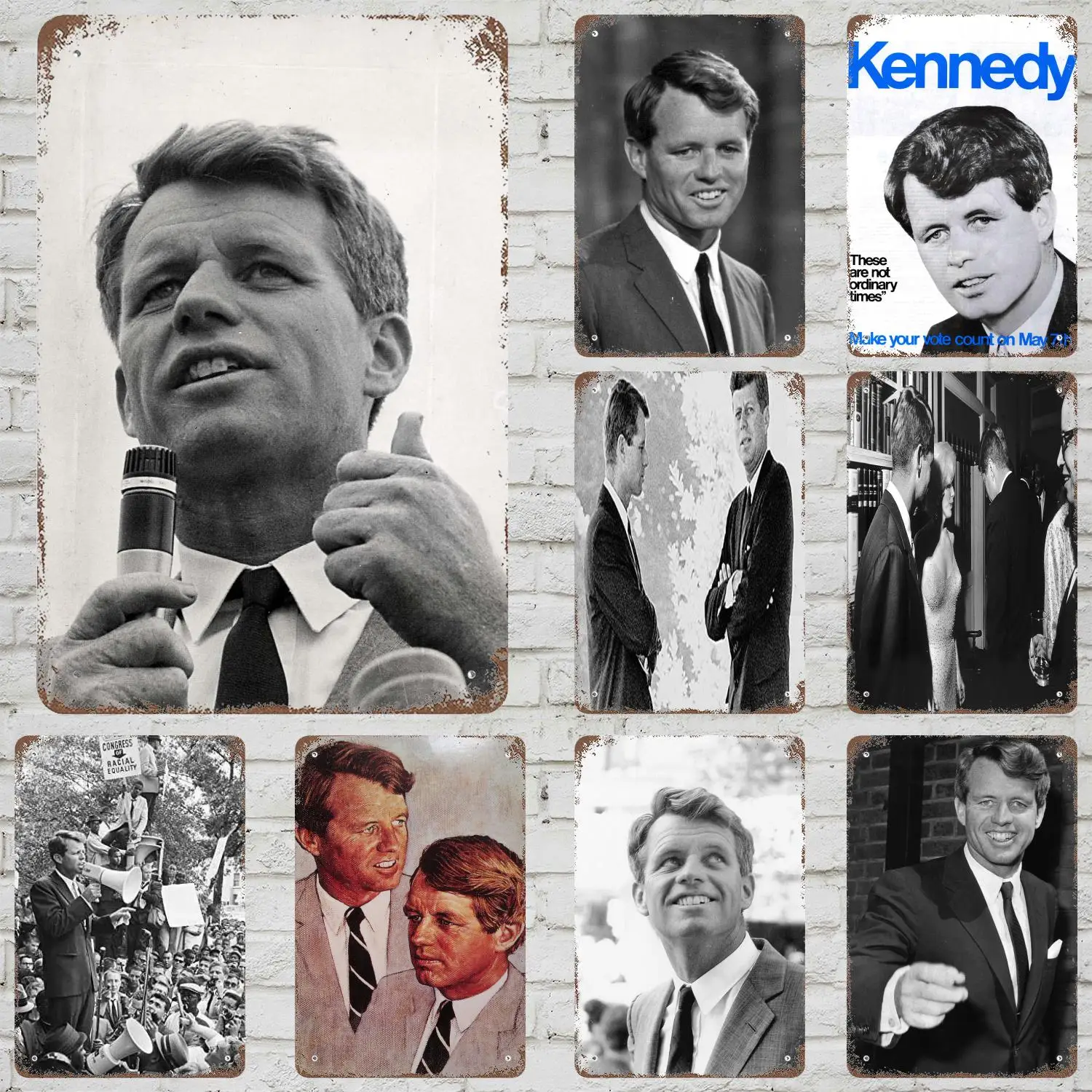 Robert F. Kennedy Decor Poster Vintage Tin Sign Metal Sign Decorative Plaque for Pub Bar Man Cave Club Wall Decoration