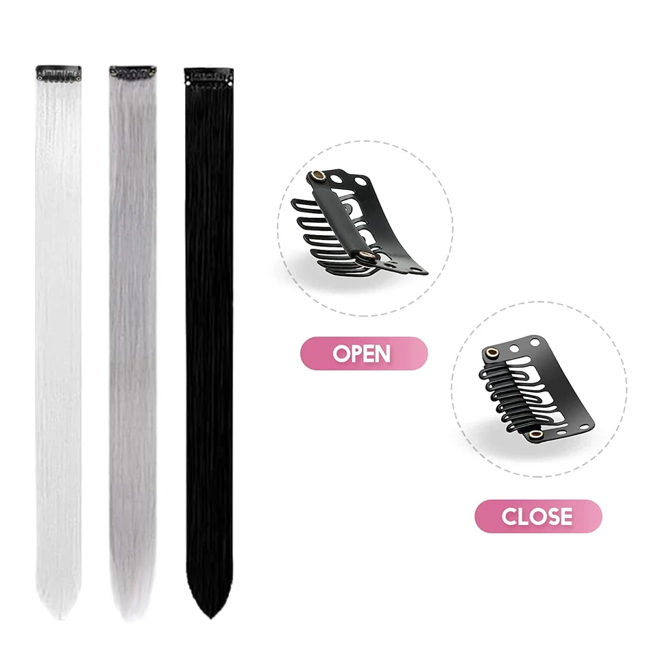 8 Paquetes de Extensiones de Cabello Sintético de Colores, 22 Pulgadas, Lisas con Clip para Fiesta, Navidad, Black Friday, K-pop, Año Nuevo 3