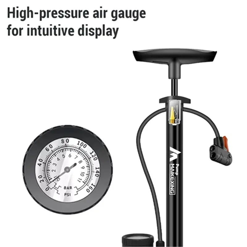 NEW HOT In Stock-Bike Pump 160PSI With Pressure Gauge With 3In1 Nozzle For Bicycles And Cars Includes