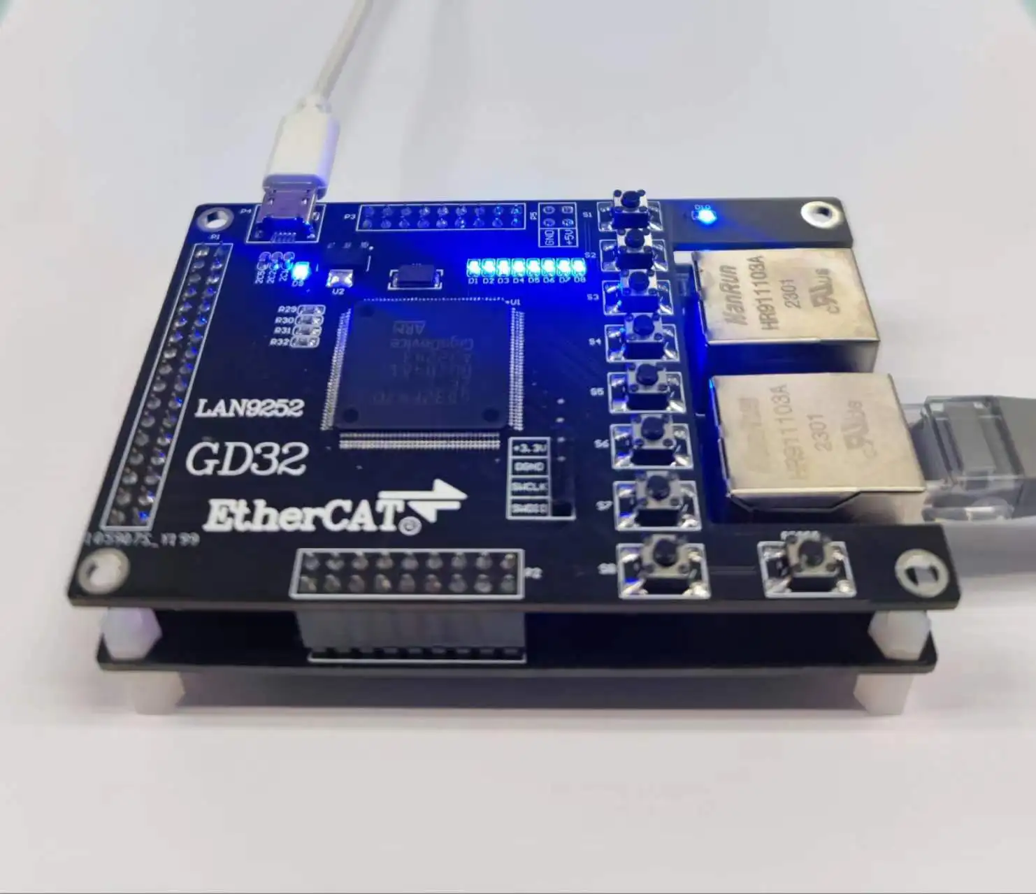 LAN9252 Slave Station GD32F470/GD32F407 Development Board EtherCAT Slave Station 16IO CIA402