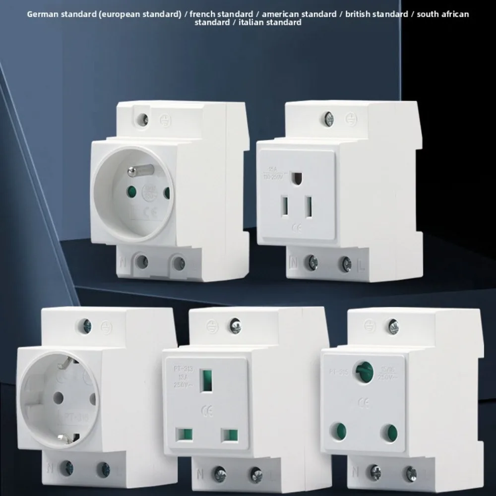 Industrial Modular AC30 DIN Rail Socket, US 15A/UK 13A/FR Socket, Power Female Plug for Distribution Box, E-Commerce Hot Sale