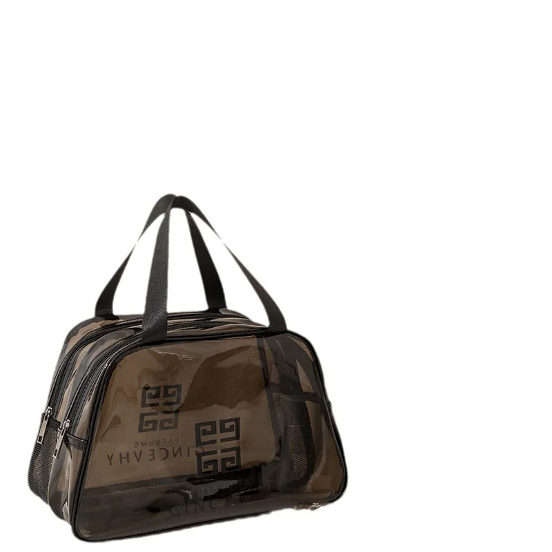 PVC Dry Wet Separation Transparent Makeup Bag 2024 New Trapezoidal Portable Travel Storage Bags Portable Toiletries Bag Hot Sale