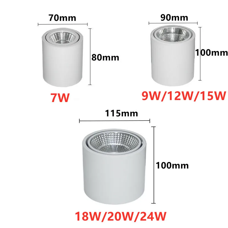 回転式LEDシーリングライト,表面実装,調整可能なシーリングライト,24W, 20W, 18w,15w,12w,9w,AC90-260 v