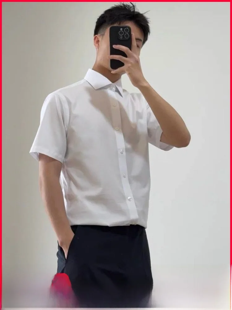 

Italian Luxury Men's Business Commute Breathable Elastic Casual Short Sleeve Shirt Modal Silk Polyester Summer Fashion Urban
