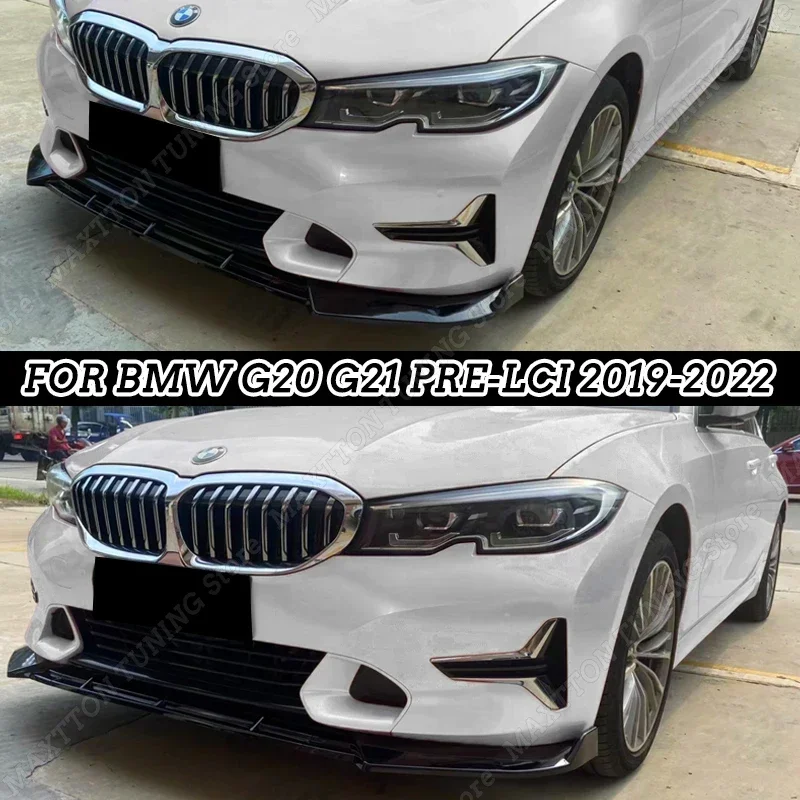 For BMW 3 Series G20 G21 318i 320d Pre-Lci 2019-2022 Front Bumper Lip Spoiler Diffuser Splitter Detachable Body Kit Guard Tuning