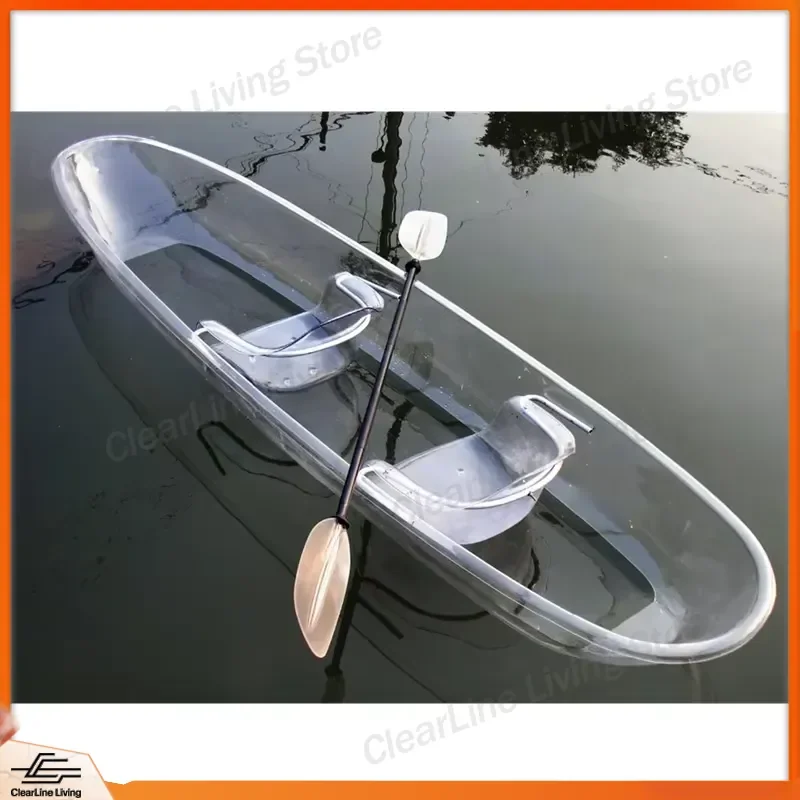 Transparent Fishing Boat Kayak Single Person Small Clear Bottom Rowing Canoe Inflatable Water Sports Outdoor Recreation Gear