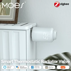 Moes Tuya ZigBee TRV Thermostatic Radiator Valve Heating Temperature Controller Smart Life Wireless Remote Alexa Voice Control