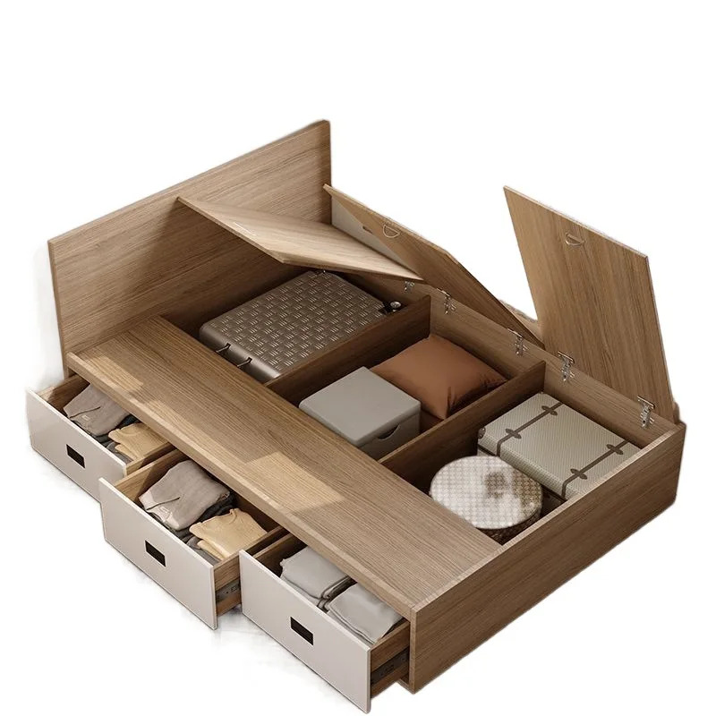 

Modern simple tatami, space saving, storage drawer bed, plate type