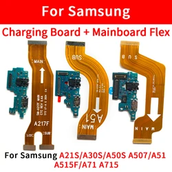 Puerto de carga USB para Samsung, Conector de micrófono, placa de acoplamiento, Cable flexible, piezas de reparación para Samsung A51, A71, A21S, A30S, A50S, A515, A715F