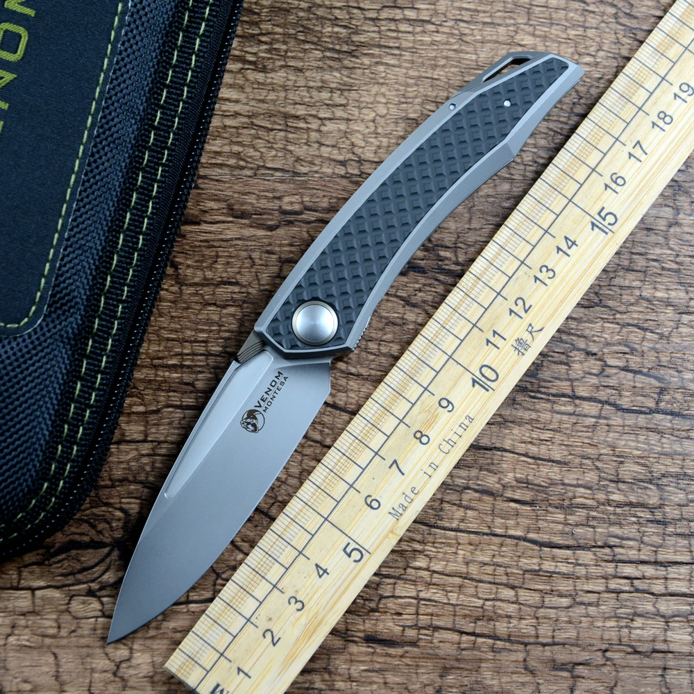 

VENOM Knife M390 Blade Montesa Gift Collected Folding Pocket Knives Timascus Zirconium Handle