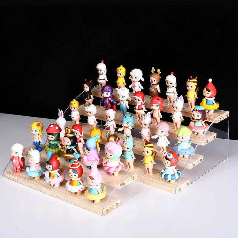 Mehrstufiger Aufbewahrungsständer aus massivem Holz, Präsentationsständer aus Acryl, Parfümhalter, Leiterregal, Cupcake-Figur, Kunsthandwerk, Vitrinenständer