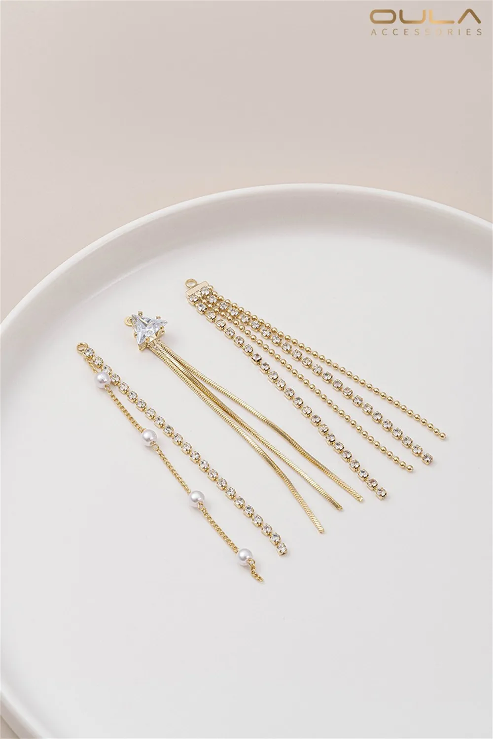

1PCS 14K Genuine Gold Zircon Pearl Claw Chain, Bead Chain, Tassel Earrings, Diy Handcrafted Earrings, Stud Earrings, Pendants