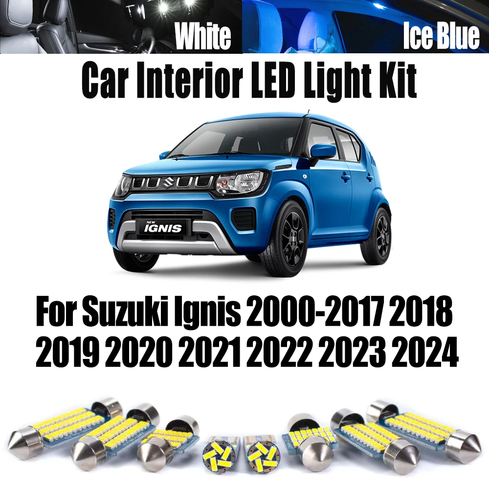 

LED Interior Reading Map Dome Light Kit For Suzuki Ignis 2000- 2019 2020 2021 2022 2023 2024 Car Accessories License Plate Bulbs