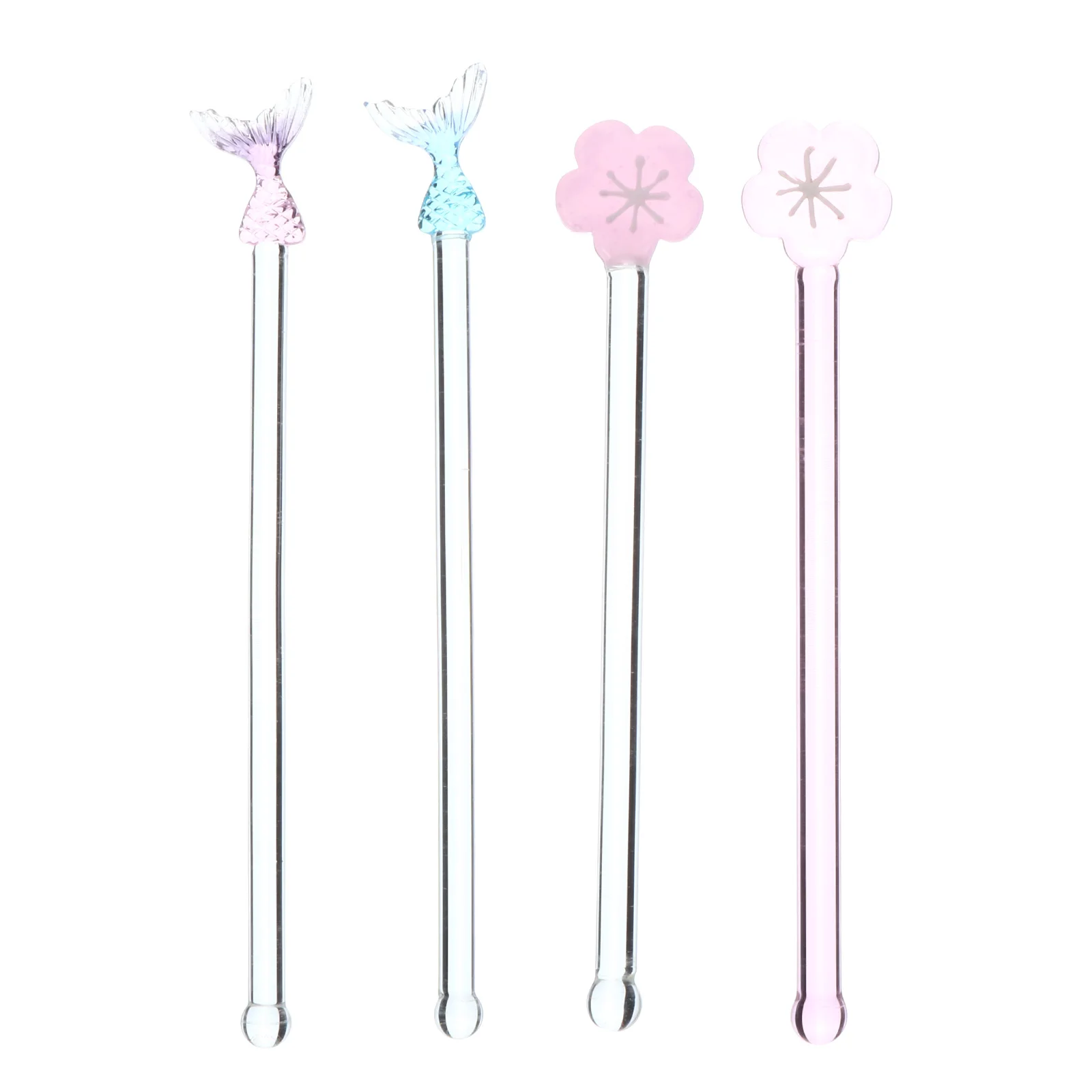 

4Pcs Transparent Glass Stirring Sticks Long Handle Creative Cocktail Coffee Juice Mixing Rod Swizzle Stick Beverage