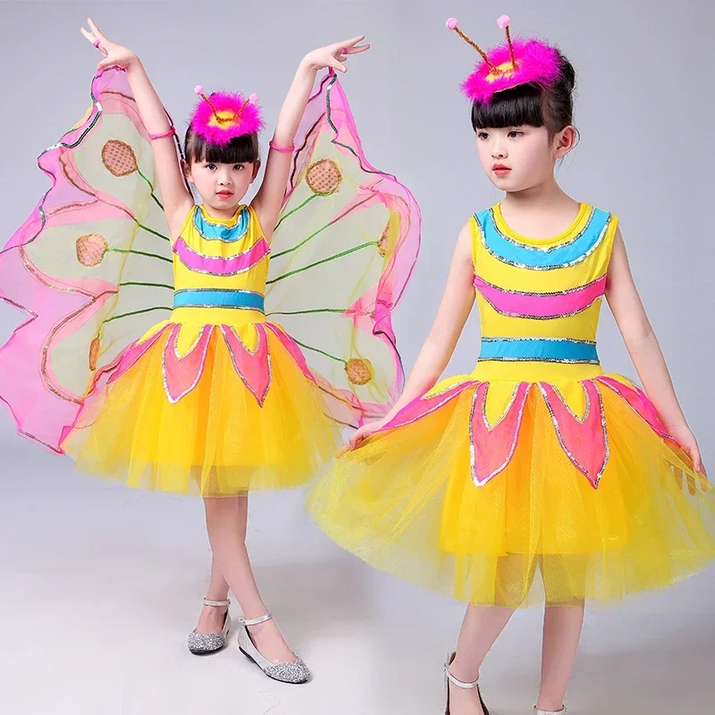 

Green Girls Cosplay Anime Butterfly Dance Costumes Kindergarten Performance Clothing Festival Dance Dress Kids Dance Wear