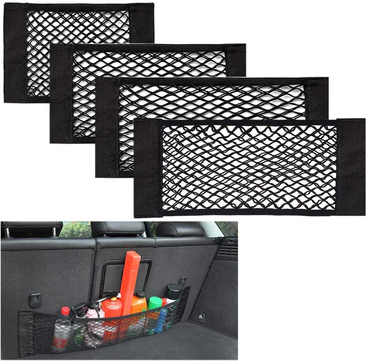 

Car Boot Storage Nets Car Boot Mesh Bag Cark Trunk Storage Net Car Storage Pockets Closure Car Rear Back Seat Organizer Pockets