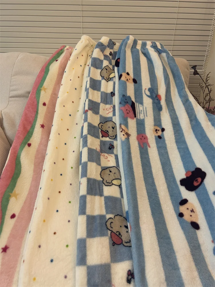 بنطلون بيجامة نسائي دافئ من الصوف المرجاني، بنطلون طويل رقيق للراحة المنزلية، ملابس منزلية شتوية، مادة داخلية من البوليستر، ن...