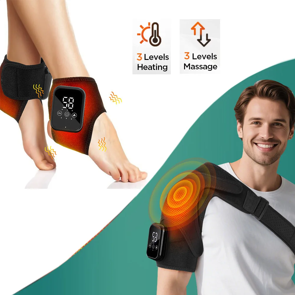 Electric Heating Shoulder Brace Shoulder Massage Support Belt Strap Hot Compress Vibration Foot Ankle Massager Ankle MassageWrap