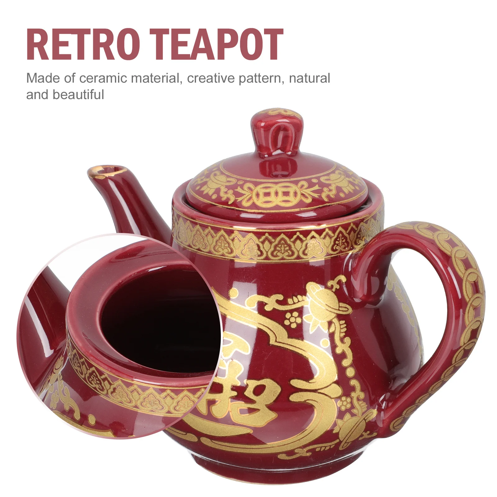 

Ceramic Tea Pot Vintage Heat Resistant Retro Teapot with Handle for Home Buddhist Hall Tea Making Retro Teapot