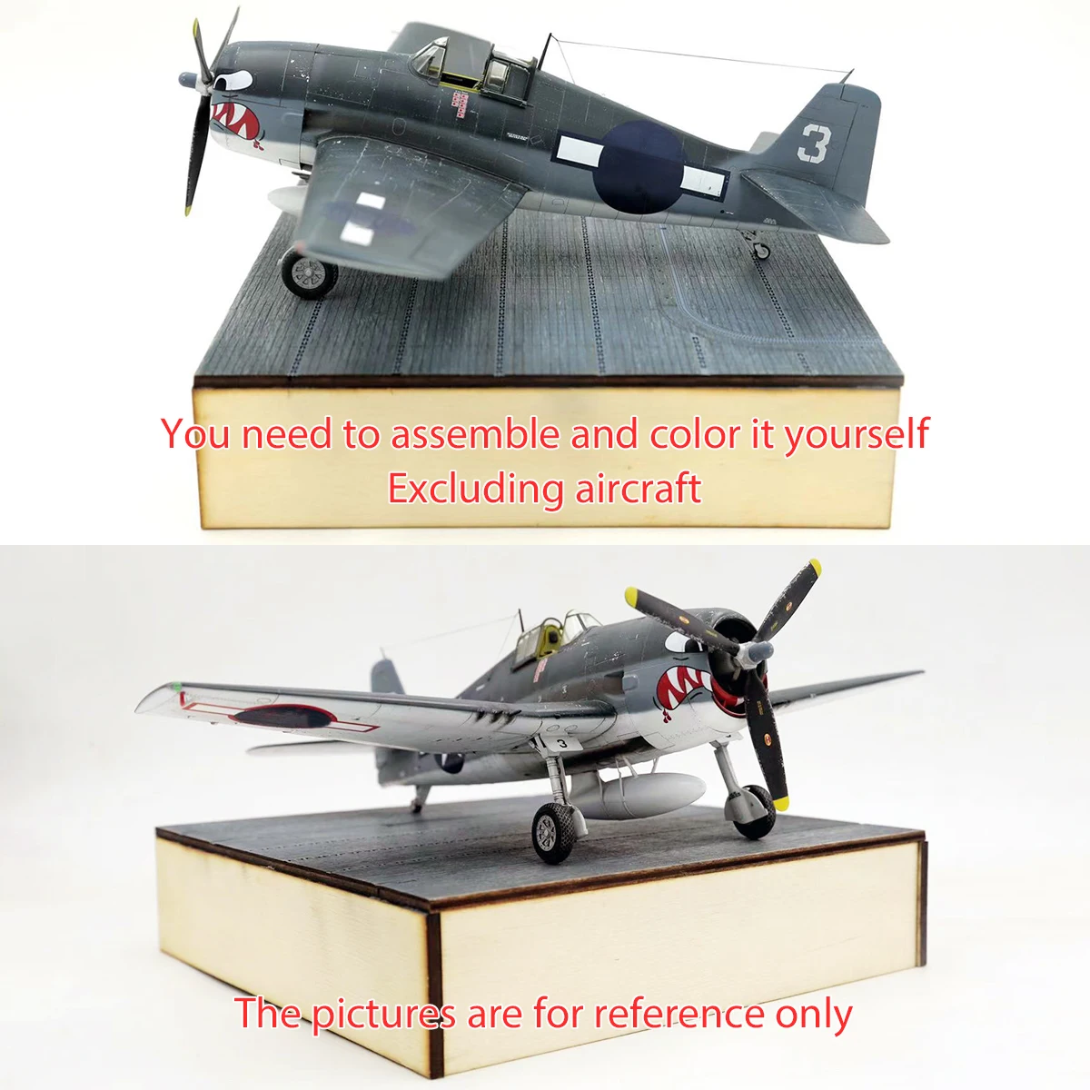 Flugzeugträger-Deck aus Holz zum Zusammenbauen, Ausstellungsständer, Flughafen-Miniatur-Bauteile, Diorama-Modellbausatz im Maßstab 1/48 1/72 – Detail 4