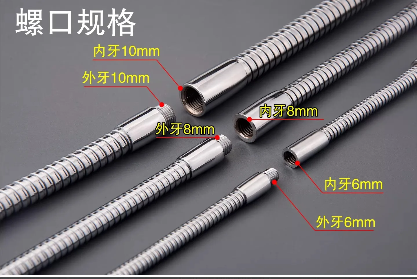 M10 led gooseneck led flexible holder lamp M10 Male+Female Chrome Metal Hose universal soft pipe Metal serpentine tubes DIY image 5