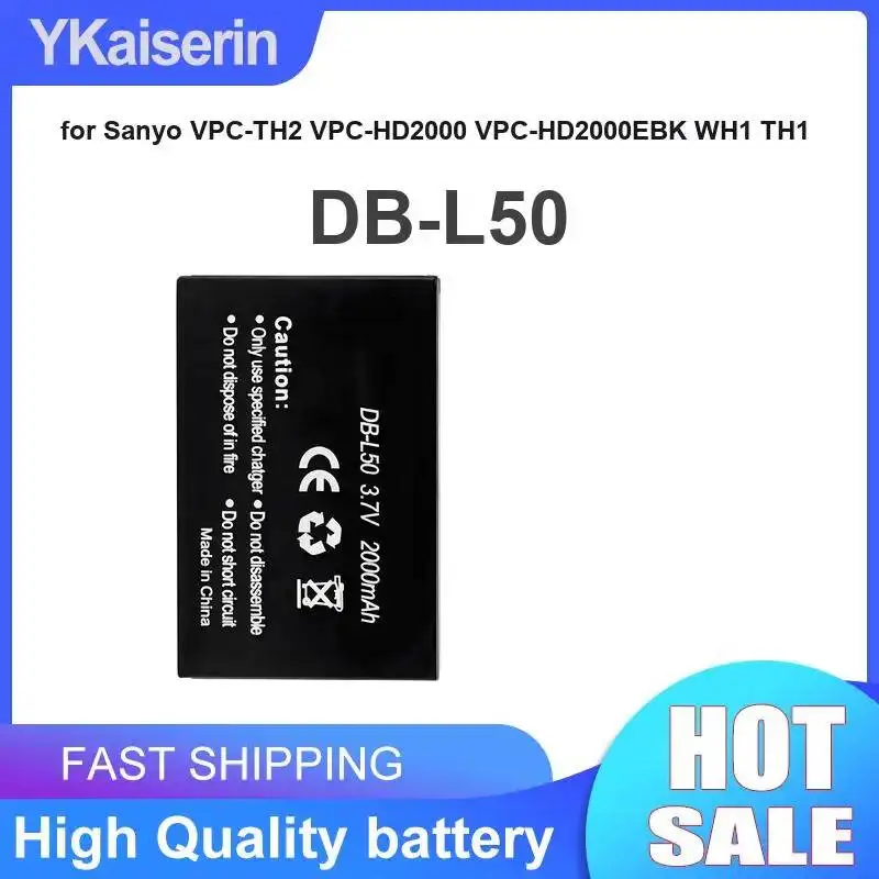 Hardwearing Fast Shipping 2000mAh For Sanyo Vpc-TH2 Vpc-HD2000 Vpc-HD2000EBK WH1 Vpc-TH2 TH1 DB-L50 Camera Battery