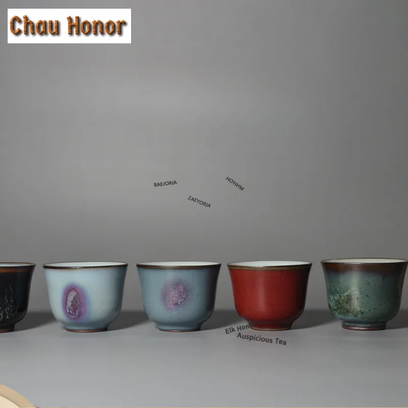 95ml Handamde Kiln Change Jun Porcelain Teacup  Tea Bowl Single Cups Tea-tasting Personal Cup Jianzhan Master Cup Tableware Gift