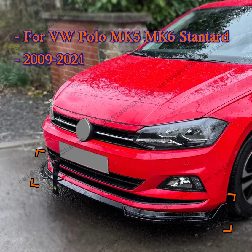 

Глянцевый автомобильный передний бампер, разделитель губ для VW Polo MK5 MK6 TGI TSI MPI TDI Stantard 2009-2021, защитный спойлер с УФ-пальтом