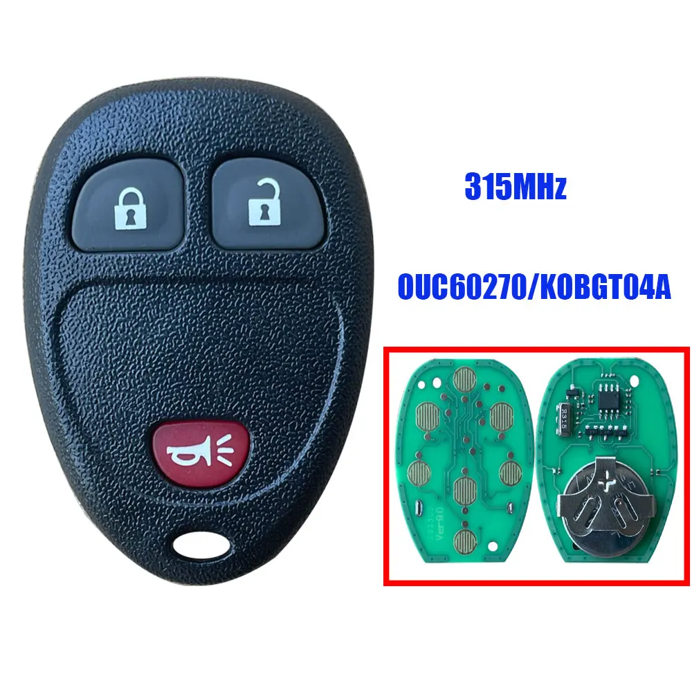 3 Buttons 315Mhz Remote Control Key KOBGT04A For Buick Chevrolet Tahoe Traverse GC 2007 2008 2009 2010 2011 2012 2013