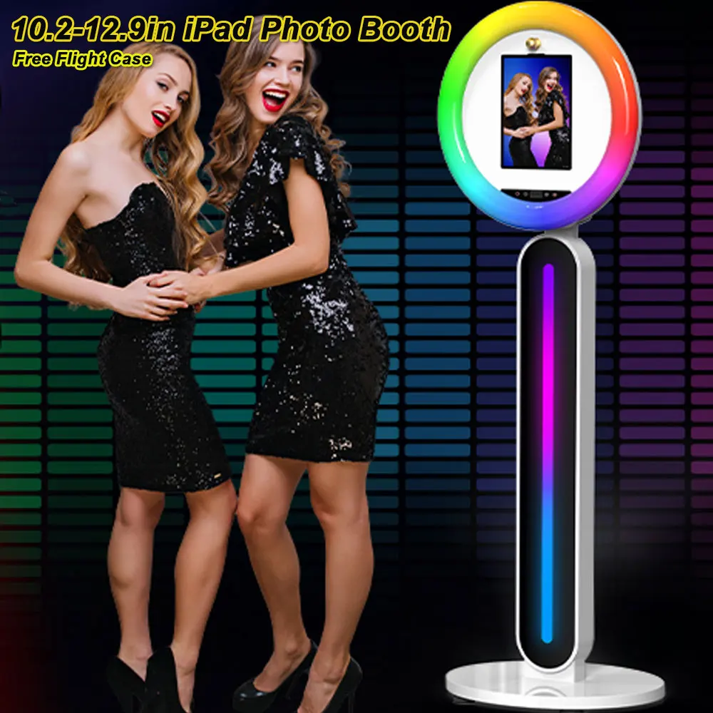 

Selfie Photo Booth Ipad Photobooth Free Logo Remote Control Selfie Station photobooth Machine for 10.2-12.9in ipad Ring Light