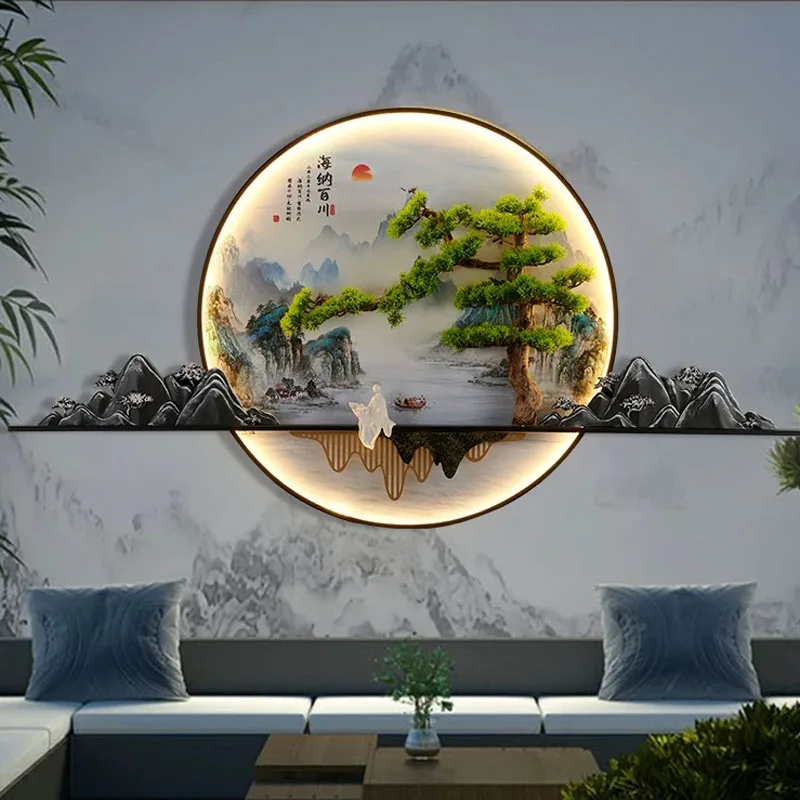 Imagem -02 - Moderno Chinês Paisagem Levou Lâmpada de Parede Criativo Casa Lâmpada Sala de Estar Estudo Quarto Decoração ao ar Livre 2024