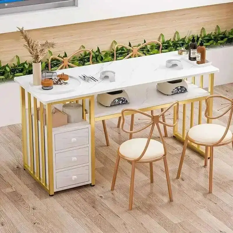 

Table Manicure Japanese Ins Shop Simple Manicure Table and Chair Set Nordic Light Luxury Single Double Professional Nail Tables
