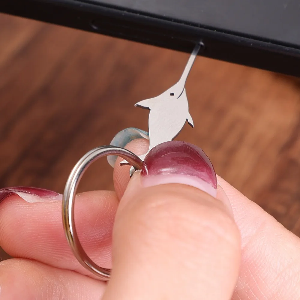 Ago in acciaio inossidabile a forma di pesce spada per smartphone Vassoio scheda SIM Rimozione scheda Ejector Pin per IPhone/Xiaomi/Samsung/Huawei