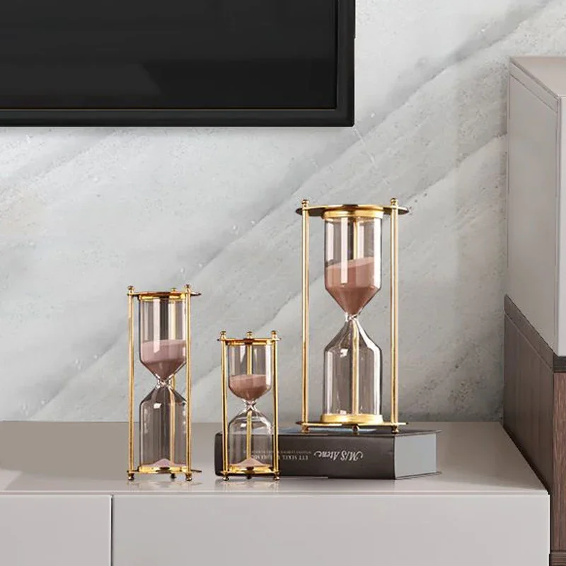 15/30/60mins Iron Hourglass Sand Timer Kitchen School Crystal Hour Sandglass Purple Sand Clock Tea Timers Home Decoration