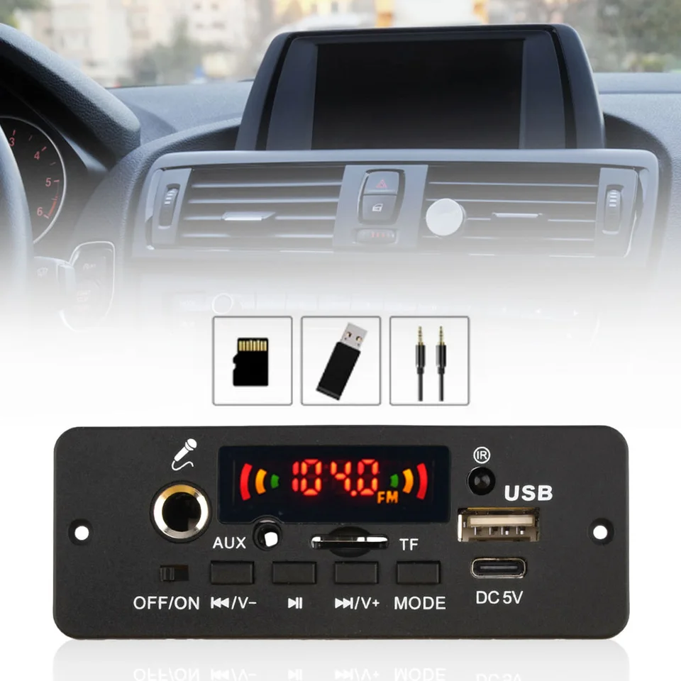 Dc 5v mp3 player 2*5w placa amplificador de áudio bluetooth mp3