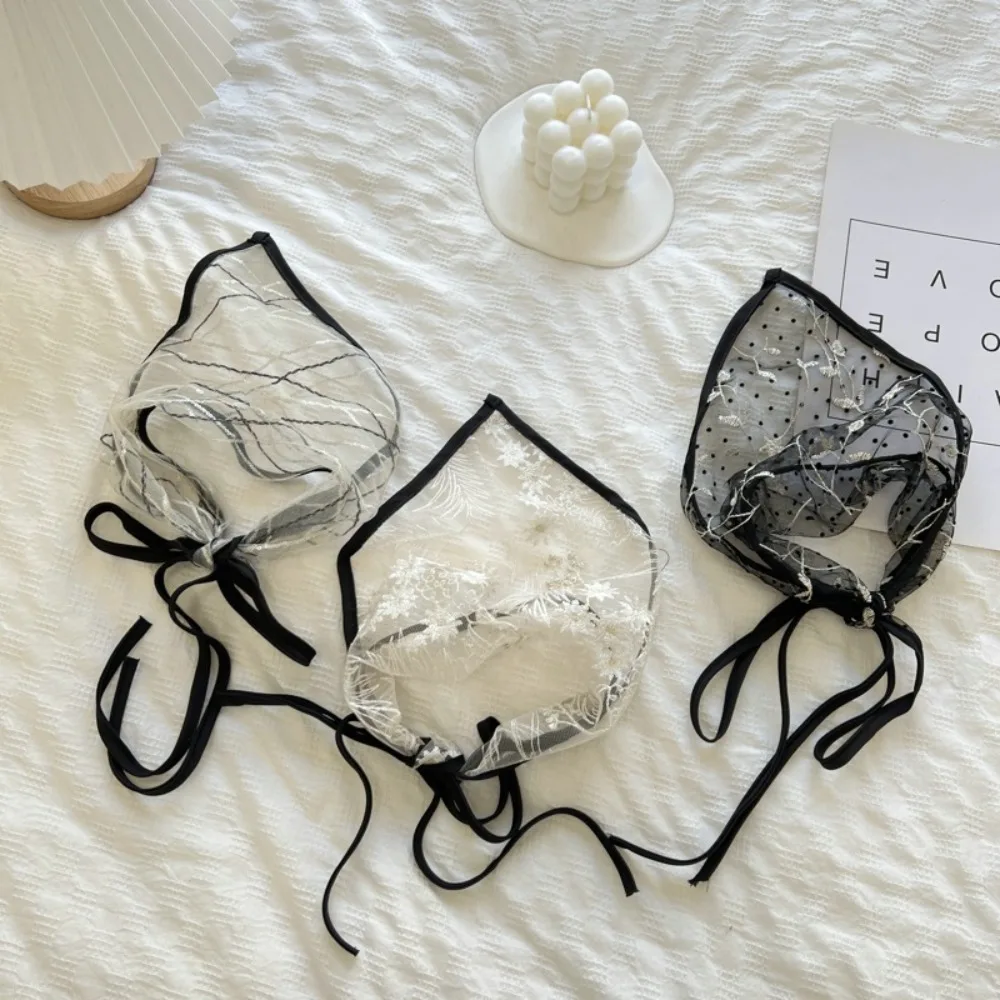 الدانتيل مطرز زهرة وشاح الشعر للنساء ، رقيقة الثلاثي التفاف الرأس ، حلوة زهرة وشاح الرأس ، أزياء السيدات الشريط #1