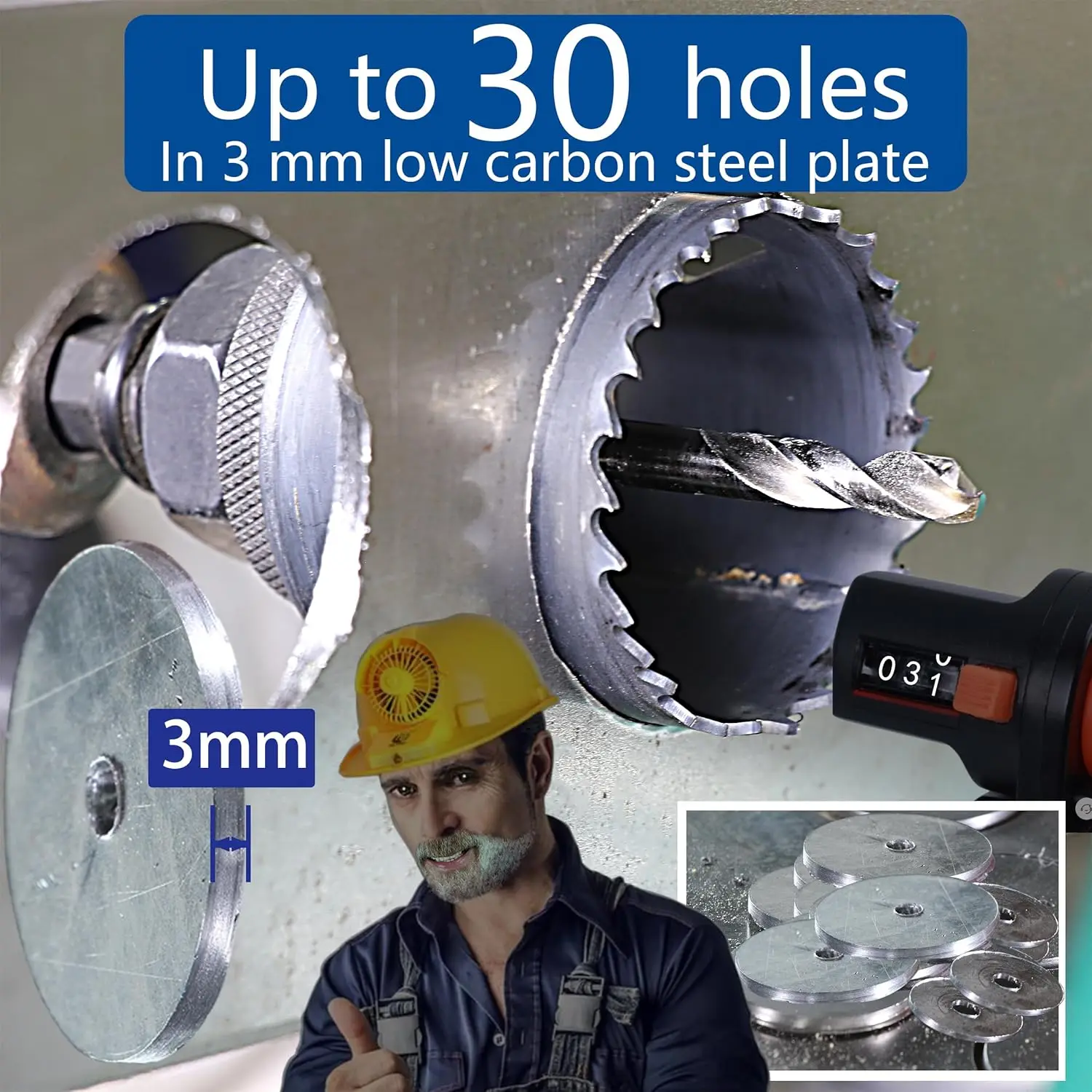 Serra Copo de 8 Polegadas para Uso Pesado em Madeira, Drywall, Plástico, Alumínio, Aço, Ferro - Design Bimetálico com Mandril