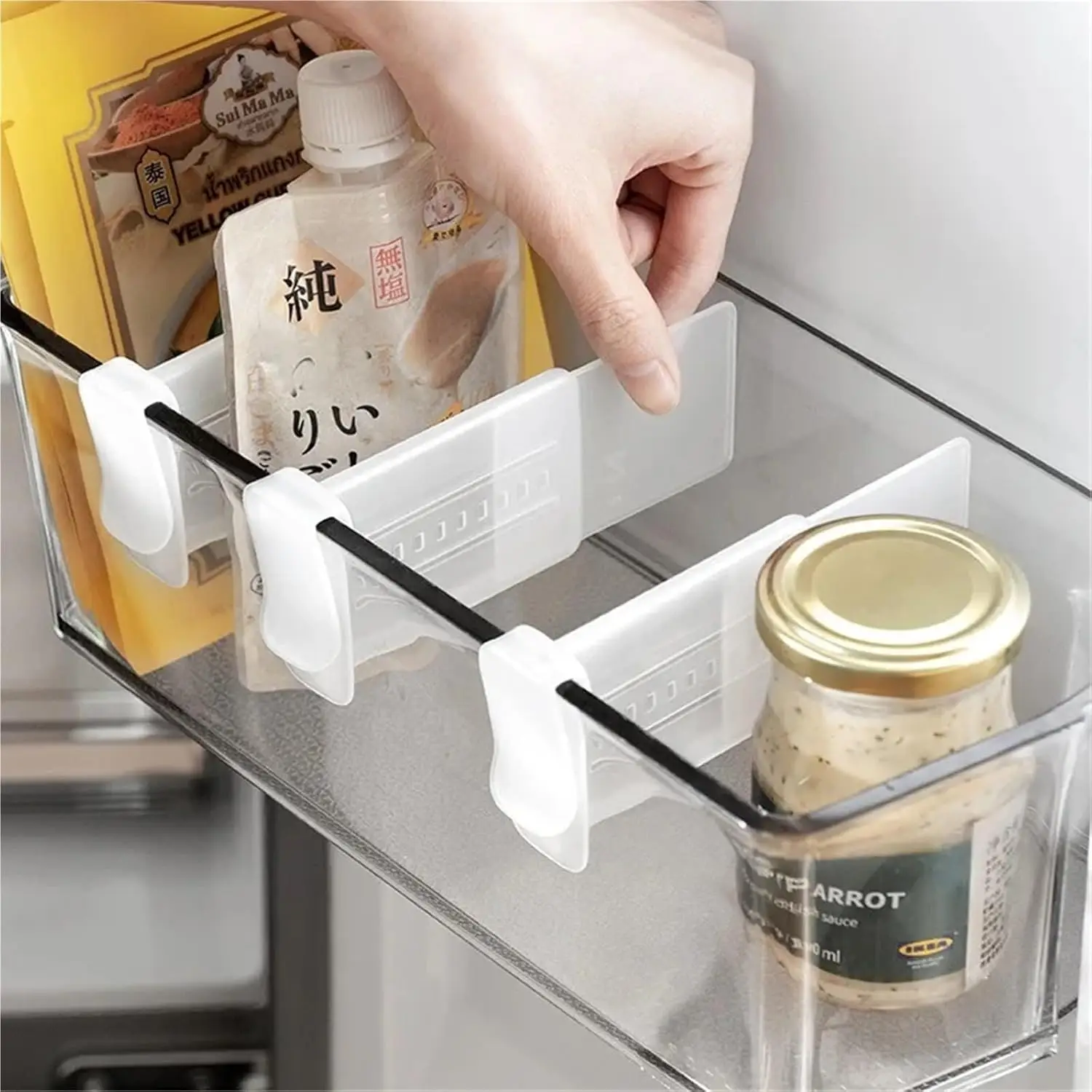 4/8pcs Refrigerator Storage Divider Clip,Fridge Door Storage Partition Expandable Baffle Dividers Kitchen Bottle Shelf Organizer